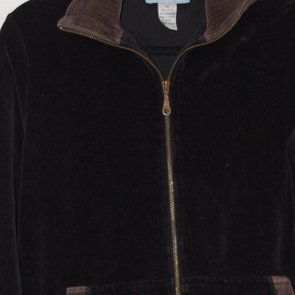 COTTON COUTURE Black/ Gray Velour Jacket Size M - Picture 2 of 12